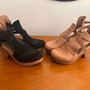 Free People Black and Cognac Cedar Clogs